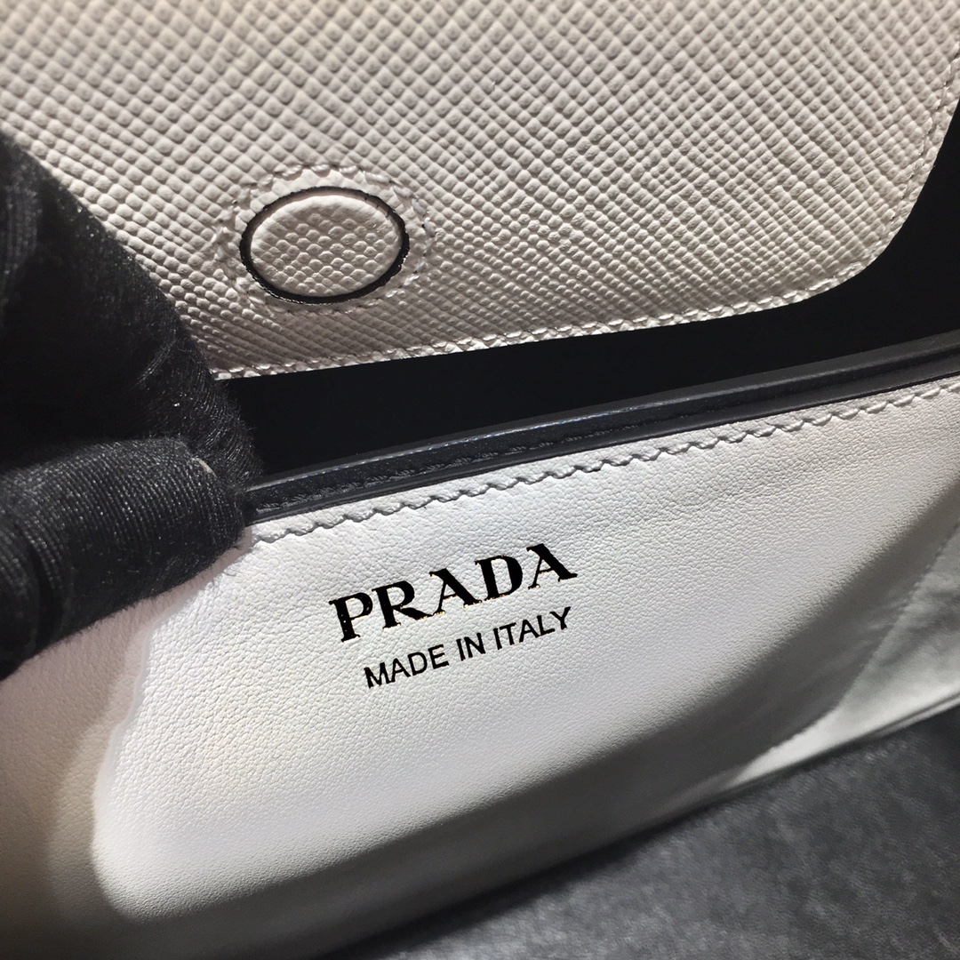 Prada Matinee Saffiano Leather Handbag Bag Tote White 1BA282